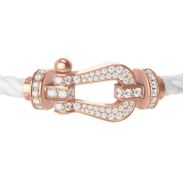 Bracelet cable Force 10 en or rose avec pav&eacute; de diamants, grand mod&egrave;le